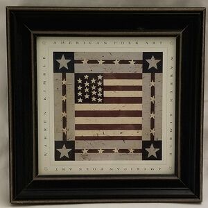 CEDAR CREEK COLLECTION FRAMED AMERICAN FOLK ART FLAG PRINT - 10.5" X 10.5"